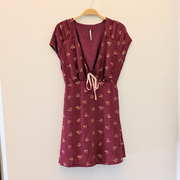 Free People Everyone's Favorite Mini Dress Earth Red Combo Small - Picture 5 of 10